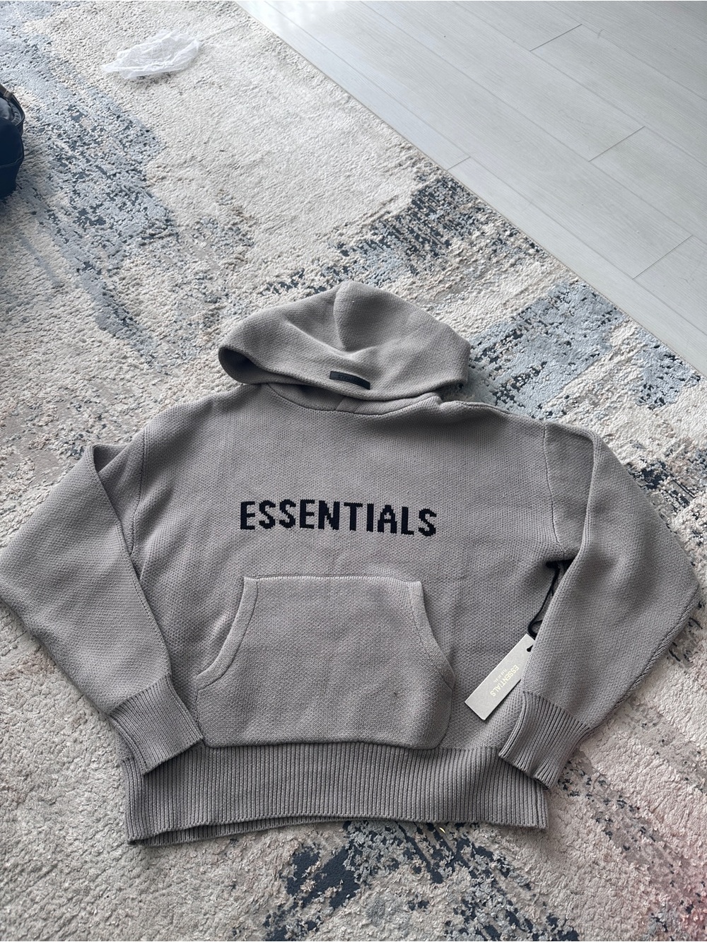 Essentials Light Gray Men's Knit Hoodie brand new